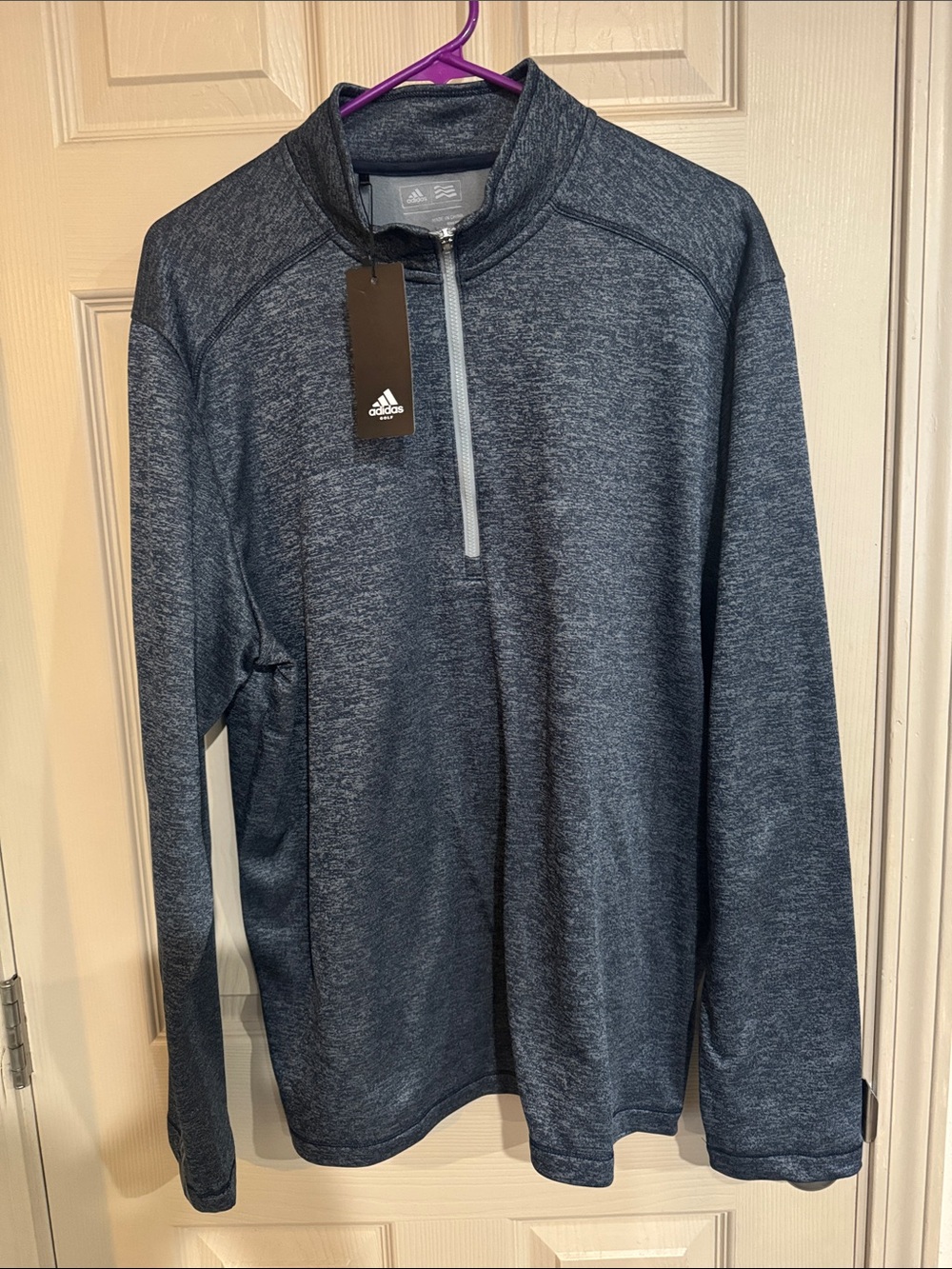 adidas Men's Navy Heather Quarter-Zip Performance Pullover